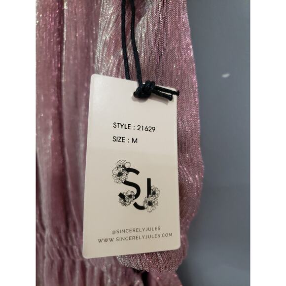 NEW Sincerely Jules Pink Metallic Shiny Cutout Maxi Dress size medium prom beach - Picture 4 of 6